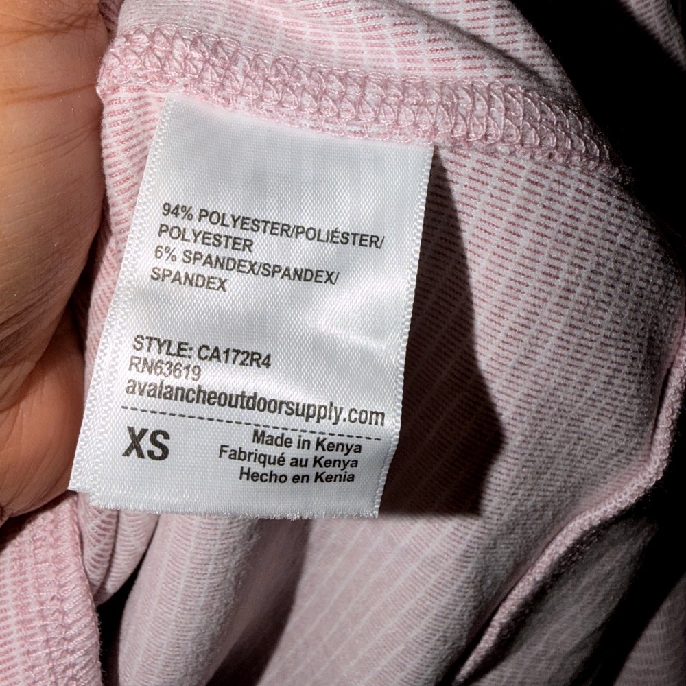 Avalanche Outdoor Supply Pink Micro Stripe Raglan Active Top Side Pocket XS NEW - Picture 4 of 7